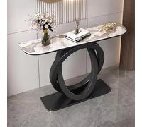 WUDLi Mesa De Consola, Mesa Larga para Entrada con Marco De Metal, Mesa De Acento Moderna con Superficie De Almacenamiento, Mesa De Pasillo De Tablero De Roca, Mesa De Vestíbulo De Fácil Montaje B