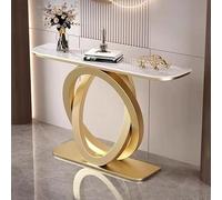 WUDLi Mesa De Consola, Mesa Larga para Entrada con Marco De Metal, Mesa De Acento Moderna con Superficie De Almacenamiento, Mesa De Pasillo De Tablero De Roca, Mesa De Vestíbulo De Fácil Montaje C