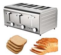 WUDLi Panificadora Comercial, Tostadora, Tostadora de Seis rebanadas con 7 ajustes de Tono de Pan, panificadora Comercial, expulsor automático, Bandeja recogemigas extraíble, para Todo Tipo de panes