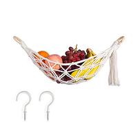 WUDQIJI Hamaca de frutas y verduras larga 56 cm cesta colgante de frutas cesta colgante de cocina organizador de juguetes organizador con 2 ganchos de rosca para cocina salón baño dormitorio