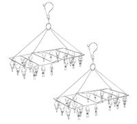 WudTus Juego de 2 percheros con 24 pines, acero inoxidable, ahorro de espacio, estante para secar calcetines, sujetador, pañales de bebé y objetos pequeños colgantes, un total de 48 bolígrafos