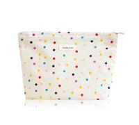 Wudygirl Bolsa de maquillaje, bonita bolsa de cosméticos de pana, bolsa de aseo de viaje de gran capacidad para mujeres y niñas, bolsa organizadora de maquillaje con cremallera, puntos, Moda