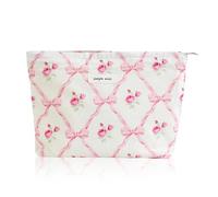 Wudygirl Bolsa de maquillaje para mujer, bolsa de maquillaje rosa Pow, bonita bolsa organizadora de maquillaje, portátil, bolsa de aseo de gran capacidad, bolsa con cremallera (rosa Pow)