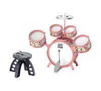 wueiooskj Batería de Jazz con Silla, Juguetes educativos para niños y niñas de 3 a 5 años. Música Divertida y Atractiva. Batería Jazz para niños. Instrumento Musical percusión. , Rosa , 54x16x39cm