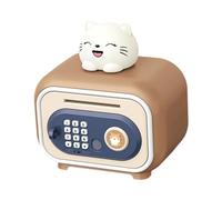 wueiooskj Bonita alcancía de juguete con Para sistema de cierre con llave fácil de abrir, eficaz caja de ahorro de dinero para adolescentes, alcancía, gato marrón, 19.7 x 14 x 23 cm