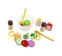 wueiooskj Juguete de Cocina de para Madera para ensaladas, Juego simulación ensaladas, Experiencia Aprendizaje Realista en 3D con Verduras, Utensilios e Ingredientes.