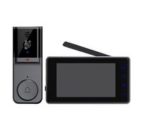 wueiooskj Timbre con cámara inalámbrico, Pantalla Grande de 3 Pulgadas, batería Recargable, intercomunicador bidireccional, suscripción de Video HD,