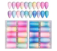 WUERKIYA 20pcs Nail Foil Transfer Foil Stickers Nail Stickers Calcomanías de uñas Warps Shiny DIY Stickers Papel de Vidrio holográfico Decoraciones de uñas Kit Decoraciones de uñas