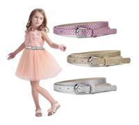 WUERKIYA 3 Unidades De Cinturones Finos para Niños, De Piel Sintética con Purpurina, Brillante, Moderno para Niñas y Adolescentes