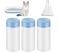 WUERKIYA Bolsas arenero Gatos 45 Unidades para Caja autolimpiable, 45x50cm, Color Blanco, con Cierre de cordón para bandejas higiénicas domésticas