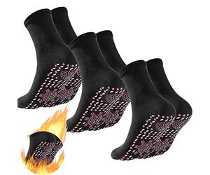 WUERKIYA Calcetines Calefactables Calentador de Pies Invierno Masaje Antifatiga Antideslizante para Hombres y Mujeres - 3 Pares Talla Única