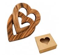 WUERKIYA Corazones Conectados de Madera de Olivo, Hechos a Mano, Personalizables, Bodas, Aniversarios y Ocasiones Especiales, Hechos con Madera Sostenible