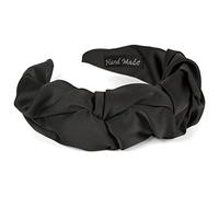 WUERKIYA Diadema para Mujer con Superficie Intrecciata Scintillante Brillantes para El Pelo in Aspetto Volant Fascia Larga Fascia per Capelli Morbida per Capelli Confortevole -Negro