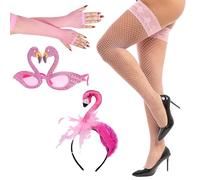 WUERKIYA Disfraz Flamenco Rosa Mujer, Set de disfraz de flamenco rosa - Conjunto elegante de pendientes flamenca, falda flamenco niña y accesorios de disfraz brasil para mujeres y niñas