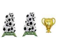 WUERKIYA Globos fútbol XXL 2 Unidades 150x83 cm + 1 Globo Trofeo 60x54 cm decoración Deportiva Fiesta Infantil cumpleaños Evento temático fútbol