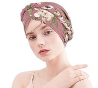 WUERKIYA Gorro de Turbante para Mujer, Bufanda para el Pelo, pañuelo para la Cabeza de Mujer Musulmana para la caída del Cabello, Gorro de quimio para el cáncer, Flor Blanca
