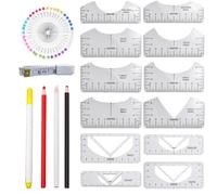 WUERKIYA Herramienta De Centrado De Camisetas, Paquete De 57 Reglas De Alineación De Camisetas De PVC, Regla De Plantilla, para Diseño De Costura De Bricolaje