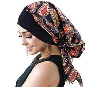 WUERKIYA Pañuelo para La Cabeza Preatado Plisado - Tocado para Mujer y Gorro para Quimio - Ameba Negra