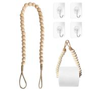 WUERKIYA Portarrollos Papel Higiénico Adhesivo en Madera Natural - Soporte para Papel de Cocina y Accesorio de Baño sin Taladro, con Diseño Rústico y Multifuncional