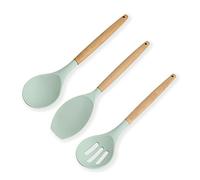 WUERKIYA Utensilios Cocina de Silicona y Madera 3 Piezas Juego de Utensilios de Cocina Resistentes al Calor y Antiadherentes Accesorios Cocina