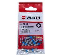 Würth 10 tornillos TX10 de 1/4 pulgadas x 26 mm TX 10 C 6,3 de accionamiento 06143110 hexágono interior