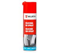 Würth Spray de silicona 500 ml Protege, cuida y aísla de forma duradera con buen efecto deslizante en piezas de plástico, goma y metal en el interior y exterior del vehículo.