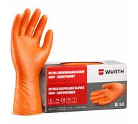 Wuerth Wurth Guantes de Nitrilo, Textura Diamantada, Color Naranja, Resistentes a Químicos (Talla L)