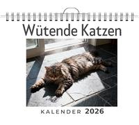 Wütende Katzen: Wandkalender 2026, Kalender DIN A4 quer, Monatskalender im Querformat mit Kalendarium, das perfekte Geschenk