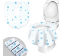 WUFANC 20 Piezas Protector WC Desechable Portátiles, Almohadillas De Inodoro Desechables De Tela No Tejida Impermeable, Protector WC Desechable Niños Adecuado Viajes, Hotel, Hospital (Circulo Azul)