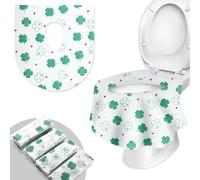 WUFANC 20 Piezas Protector WC Desechable Portátiles, Almohadillas De Inodoro Desechables De Tela No Tejida Impermeable, Protector WC Desechable Niños Adecuado Viajes, Hotel, Hospital (Hojas Verdes)