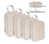 WUFANC Bolsas Organizadoras de Maleta, Packing Cubes de Compresión Set de 4, Bolsas Organizadoras Viaje Doble Cremallera