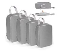 WUFANC Bolsas Organizadoras de Maleta, Packing Cubes de Compresión Set de 4, Bolsas Organizadoras Viaje Doble Cremallera