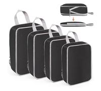 WUFANC Bolsas Organizadoras de Maleta, Packing Cubes de Compresión Set de 4, Bolsas Organizadoras Viaje Doble Cremallera