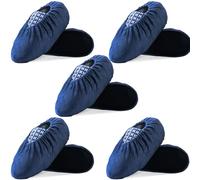WUFANC Cubre Zapatos Reutilizables - Cubrebotas para Zapatos son Antideslizantes y Resistentes al Desgaste, Lavar a Máquina - Patucos Desechables Adecuadas para Varios Lugares (5 Pares, Azul Marino)