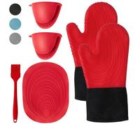 WUFANC Manoplas Horno, Guantes Horno Cocina Pueden Soportar Temperaturas De hasta 250 ℃, Guantes Barbacoa De Silicona No Son Rígidos, Antideslizantes para Cocinar, Hornear