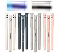 WUFANC Set de Boligrafos Borrable - 12 Bolis Borrables de Animales + 24 Recargas - 0.5 mm Boli Borrable, ¡Borra y Escribe sin Límites! Perfecto para Estudiantes, Profesores y Oficinas