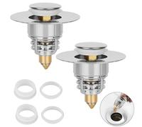 WUFANC Tapon Lavabo Emergente, Paquete De 2, Tapón Desague Lavabo Hecho De Acero Inoxidable con Núcleo De Resorte De Compresión, Duradero Y Resistente A La Corrosión, Adecuado para Lavabos, Bañeras