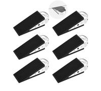 WUFANC Topes Para Puertas Suelo De Goma De 2 Paquetes, Antideslizante De Doble Cara Con Manija Acero Inoxidable, Tope Puertas Suelo Adecuado Para El Hogar, Viajes, Oficina (2, Negro)