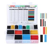 WUFANC Tubo Termoretractil para Cables - 580 Piezas EVA Material en 6 Colores y 11 Tamaños, Relación de Contracción 2:1, Funda Termoretractil Para La Protección de Cables