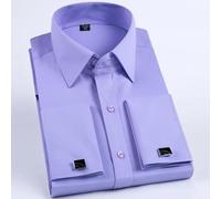 WUFANGBU Camisa T-Shirt Gemelos Traje Cuello Camisa Slim Fitting Manga Larga Hombre Fiesta Camisas De Boda 41 Morado