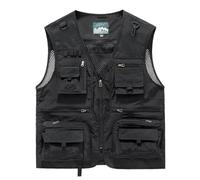 WUFANGBU Chalecos Vest Chaleco De Trabajo Chaleco para Hombre Fotografía Al Aire Libre Chaleco De Pesca con Múltiples Bolsillos Moda Casual para Hombros M Negro
