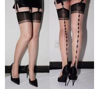 WUFANGBU Medias Altas hasta El Muslo Retro Calcetines De Fiesta Transparentes Brillantes M 7641