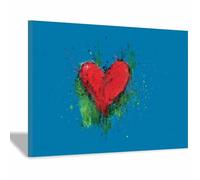 WUFIEA Arte elegante en lienzo con corazones para San Valentín Corazón con trazos de cera Para sala de estar, dormitorio y oficina en casa (uso interior/exterior)(Rojo-20x30cm Enmarcado