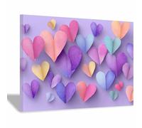 WUFIEA Arte romántico en lienzo con corazones para San Valentín Corazón de Espejismo de Cristal Decoración bonita para dormitorio, sala de estar u oficina en casa（Rosa-40x60cm Enmarcado