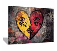 WUFIEA Arte romántico en lienzo con corazones para San Valentín Corazón de Fuego y Hielo Decoración bonita para dormitorio, sala de estar u oficina en casa(Azul-70x100cm Enmarcado
