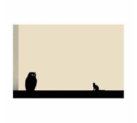 WUFIEA Cuadro moderno de gato sobre lienzo, arte de pared con diseño Búho acompañando a un gato arte abstracto para pared, del hogar para sala de estar, dormitorio（negro-60x80cm Sin marco