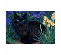 WUFIEA Cuadro moderno de gato sobre lienzo, arte de pared con diseño Gato negro entre los arbustos arte abstracto para pared, del hogar para sala de estar, dormitorio（negro-60x80cm Sin marco