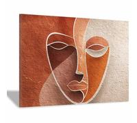 WUFIEA Cuadros abstractos Arte Abstracto Moderno Retrato de un rostro humano para sala de estar, dormitorio decoración moderna para el hogar（caqui-60x90cm Enmarcado