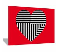 WUFIEA Decoración artística con corazones en lienzo, póster romántico con temática de amor Corazón a cuadros Decoración para la sala de estar （Negro y blanco-20x30cm Enmarcado