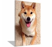 WUFIEA Divertido Arte de Pared de Animales Humor Perro Tumbado boca arriba en éxtasis Para Cocina, Baño, Decoración de Dormitorio（marrón-70x100cm Enmarcado